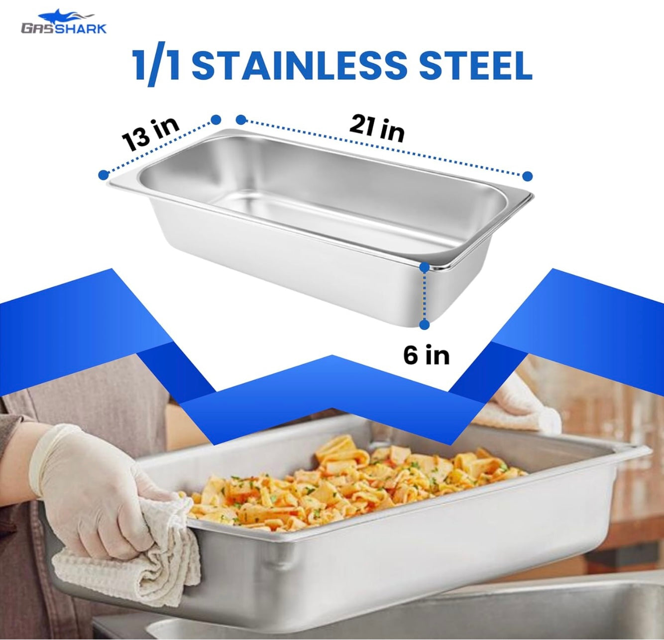 6” Deep Full Size 1/1 Stainless Steel Food Pans (6 Pack)