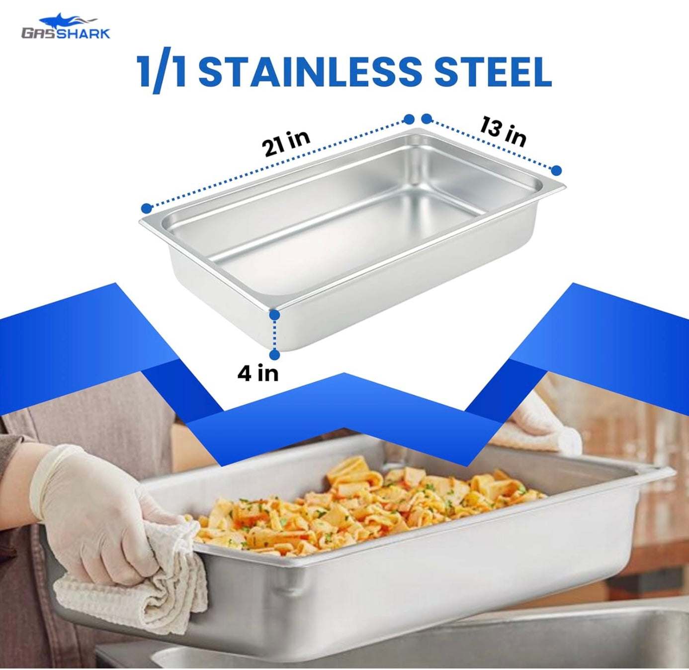 4” Deep Full Size 1/1 Stainless Steel Food Pans (6 Pack)