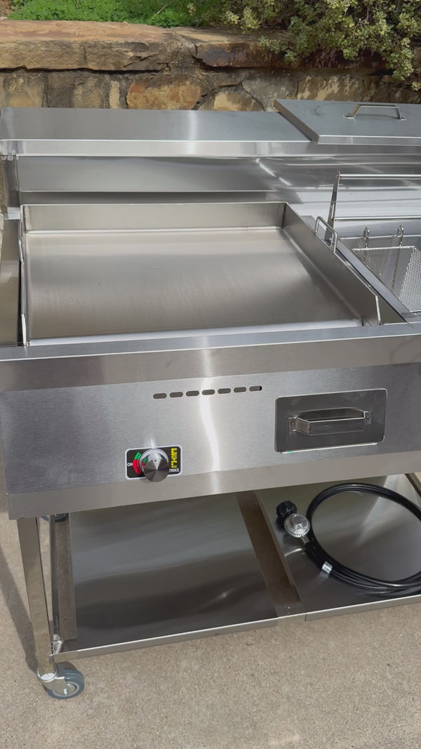 20” Griddle Cart with 3.5 Gallon 30lb Fryer Station